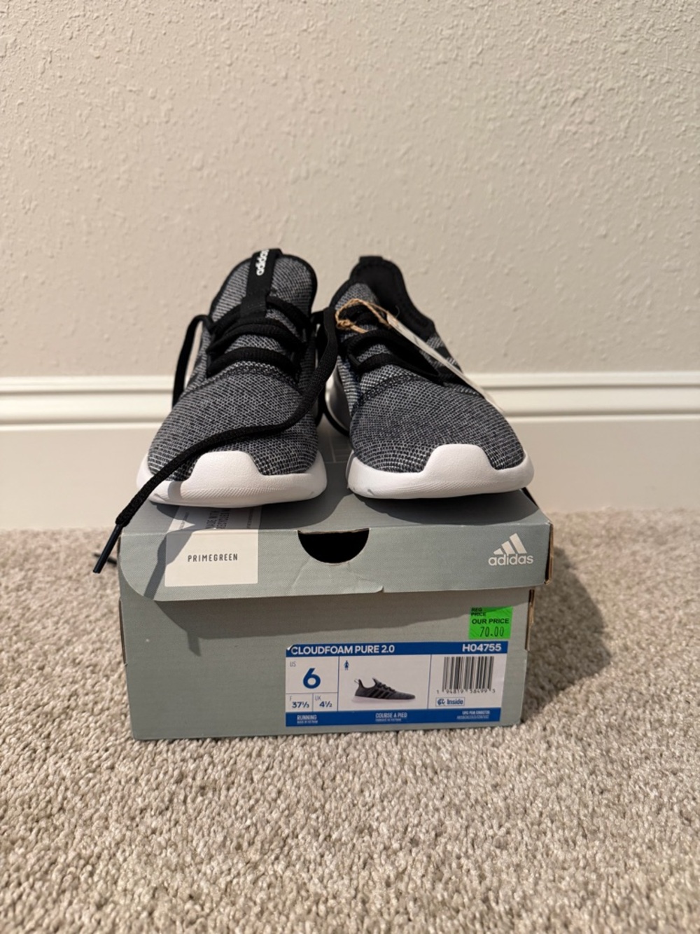 adidas Black and Gray Cloudfoam Casual Run Sneakers